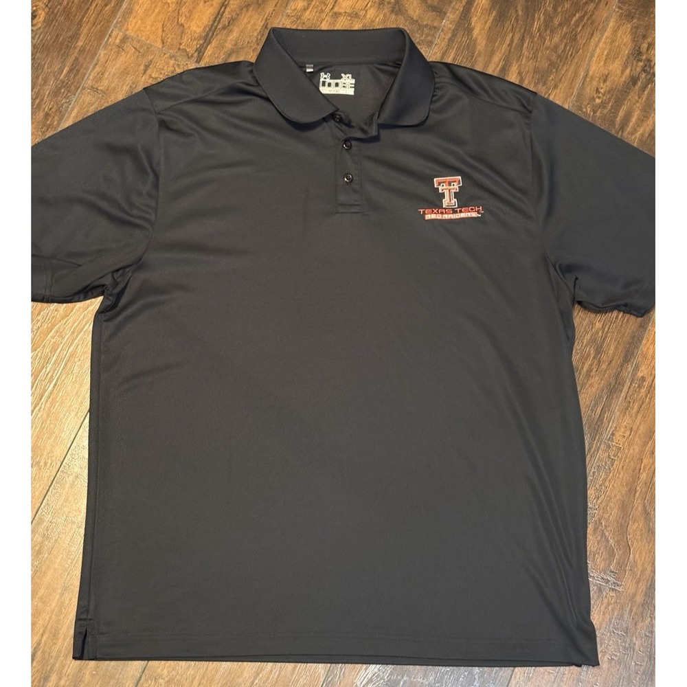 Texas Tech Red Raiders Under Armour Polo‎ Men's XL Black Loose Dri-Fit
